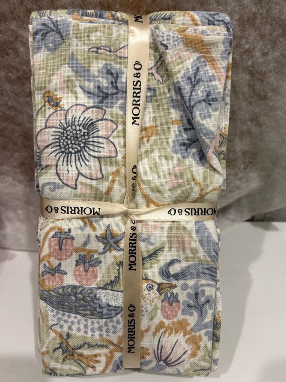 8 MORRIS & Co Strawberry Thief Spring Floral 20" Cotton Napkins Blue Pink Green